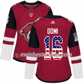 Arizona Coyotes Max Domi 16 Adidas 2017-2018 Rot USA Flag Fashion Trikot Authentic - Dame